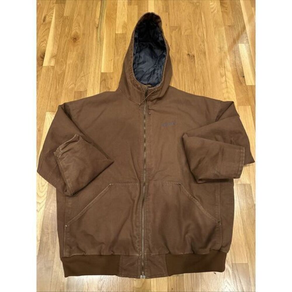 Pacific Trail Jacket Mens XXL Canvas Hooded Quilted Lined Brown Heavy Duty Zip U